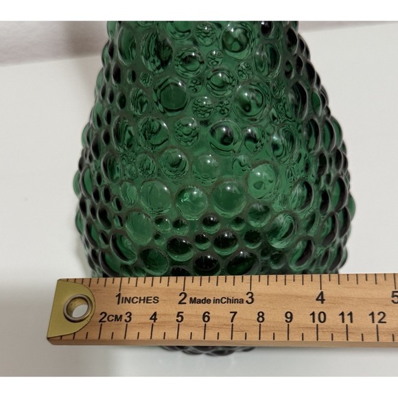 Vintage MCM Green Hobnail Glass Decanter Genie Bottle 21" - Picture 11 of 12